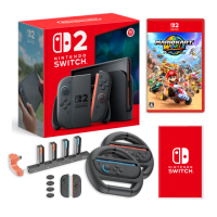 【Nintendo 任天堂】預購7-9月發售★Switch 2 NS2 主機+瑪利歐賽車世界+隨機遊戲*1+方向盤(+充電座+矽膠套)