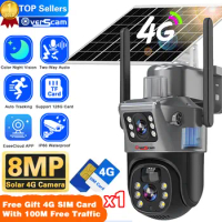 4G SIM Card Solar CCTV Dual Lens Dual Screen Camera PTZ Outdoor Tracking Wireless 4K 8MP Color Bidirectional Call CCTV Security
