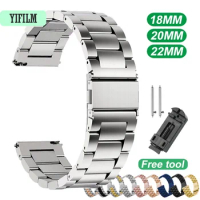 YIFILM Watch Strap 18mm 20mm 22mm Watch Band Fitbit Strap/Stainless Watch Metal Straps For Samsung Huawei Fossil
