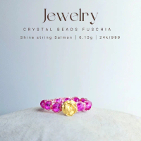 cincin manik kristal, charm emas bunga mawar 0.10gr 24K/999