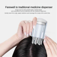 A scalp minoxidil applicator with essential oil roller ball for massage, 1ml capacity, suitable for applying medication to hair.