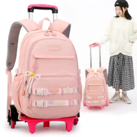 Student School Bags Rolling Backpack Kids Trolley Bag Girls School Backpacks with Wheels Children Waterproof wheeled Backpack