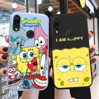 Funny Cartoon SpongeBob SquarePants Phone Case for Xiaomi Redmi Note 7 Note7 Pro Cute Patrick Star Silicone Soft TPU Back Cover