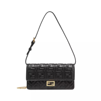 Fendi Baguette FF Quilted Wallet On Chain Bag Black