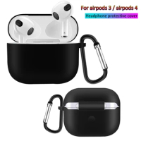 Protective Cover For AirPods 3 with Keychain, Shockproof Soft silicone Cases AirPods 3/4 Case Headphone protective cover