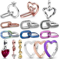 Marry Me Nailed Heart Link Romance Rose Broken Heart Mini Beads 925 Sterling Silver Me Charm Fit Popular Bracelet Diy Jewelry