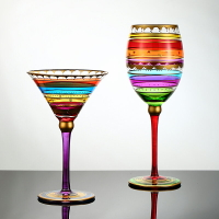 彩繪馬天尼杯外貿出口玻璃酒杯子個性高腳杯創意酒吧香檳雞尾酒杯