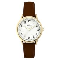 TIMEX  天美時 Easy Reader 30毫米金色錶殼 環保永續錶帶手錶(白x咖啡TXTW2W32600)