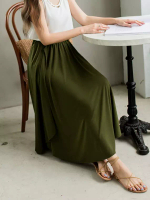 OBSTYLE Cool feeling．Refrigerator air chiffon patchwork drape pure color A-line long skirt《KG0245》
