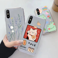 Cartoon Case For Redmi 9A 9AT Back Cover Transparent Soft Silicone Fashion Flowers Fundas For Redmi 9 A Shell Cute Owl Painted