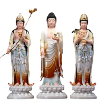 Estatua de Buda de alto grado 48CM, 3 uds., Amitabha, Guanyin, Mahasthamaprapta, protección eficaz para el santuario del hogar