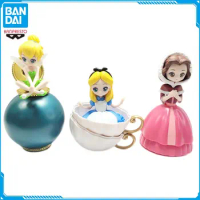 BANDAI Original Disney Gashapon Toys Tinker Bell Alice Belle Anime Action Figure Desktop Ornaments Model Kids Gift