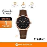 Jam Tangan Wanita Alexandre Christie Primo Steel AC 1028 LD LRGBABO Ladies Black Dial Brown Leather 