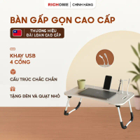 [Tặng 1 quạt + đèn] Bàn gấp học sinh, bàn học gấp gọn mini (4 cổng USB), bàn gấp gọn phủ melamin RIC
