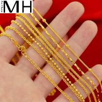 越南沙金鎖骨細鏈子24k 蛇骨水波圓珠元寶仿黃金首飾項鏈女