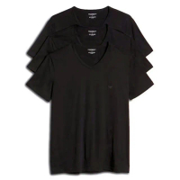 【EMPORIO ARMANI】2022男時尚經典黑色V領內衣3件組-網