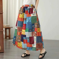 LC2930 Premium Oversized Rok Tipis Motif Kotak Fashion Retro Terbaru M