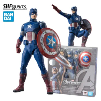 Original Version Bandai Shf The Avengers 1 Captain America Marvel Assembled 6-inch Action Figure Collection Model Toys Gifts
