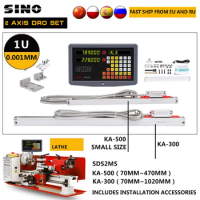 SINO 2 Axis Digital Readout Display DRO Set 0.001mm Linear Scale Encoder Grating Glass Ruler 100-1000mm For Milling Machine