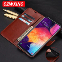 Sarung kulit dengan penutup untuk Samsung A50, dompet pelindung, penutup belakang untuk Samsung Gala