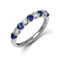 【GJS 金敬順】天然藍寶石鑽石戒指線戒式(藍寶石0.52克拉/18K金/750KG)