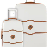 DELSEY Paris Chatelet Hard+ Hardside Luggage with Spinner Wheels, Champagne White, 2 Piece Set 21/28, with Brake