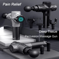 24V High Frequency Massage Gun Electric 12Head Professional Percussion Fascial Gun LCD Muscle Relax Pain Relief Fitness Slimming