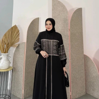 Damira Abaya / Gamis  Muslim Wanita Dewasa Dress Syari Mewah Busui Bumil Hitam