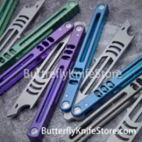 Theone Squid Mako V5 Clone Balisong ButterflyKnife Trainer Channel Titanium Handle D2 Blade Bushings Systems
