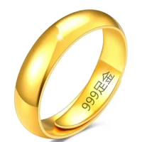 Pure gold 999 real gold ring full of stars 24K couple model for men and women about 5 grams dragon and phoenix agate gold ring
