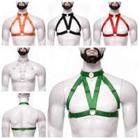 Men Gay Body Harness Jockstrap Elastic Cage Sexy Halter Neck Backless Lingerie Adjust Body Fetish Clubwear Harness Male Costume