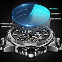 Luxury Brand Skeleton Mechanical Men Watches HAIQIN DESIGN Stainless Steel Automatic Watches For Men pagani design Reloj hombres