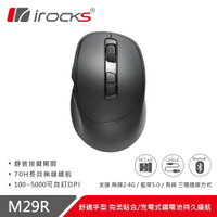 【iRocks】M29R 藍牙無線三模 光學靜音滑鼠 -黑色【三井3C】