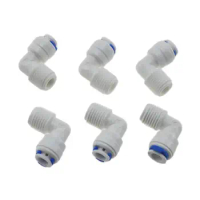 Free Shipping 6pcs/set 1/4" OD Hose Connection 1/4" Male Elbow Quick Connector Fitting RO Water Reverse Osmosis Aquarium System