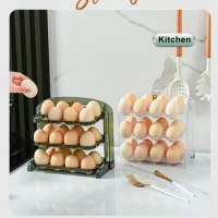 Fridge Eggs Organizer Container Food-grade Space Saver Green Multipurpose Transparent PS Large Capacity