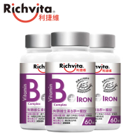 Richvita利捷維 有酵維生素B群+鐵錠(60錠/瓶) x3