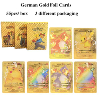 Pokémon Gold Foil Cards German Charizard Pikachu Lugia Arceus Flareon Mewtwo TCG Board Whole Set Pro