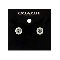 【COACH】銀色水晶鑲嵌耳環(買就送璀璨水晶觸控筆)