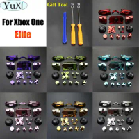 YuXi For Xbox One Elite X1 Controller Bumper Triggers Buttons Replacement Full Set D-pad LB RB LT RT Chrome Buttons T8H&amp;T6 Tool