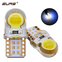 EURS 10pcs T10 LED COB Light LED W5W T10 194 168 W5W For Parking Bulb Wedge Clearance Lamp CANBUS Silica gel Car License Light
