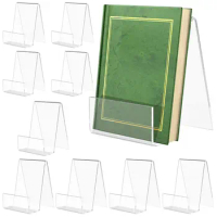 New 10Pcs Acrylic Book Stand Clear Book Display Stand Acrylic Book Holder for Displaying Books Notebooks Picture Albums