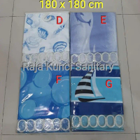 PREMIUM Shower Curtain Tekstil Motif 180 x 180 cm/Tirai Kamar Mandi Tebal