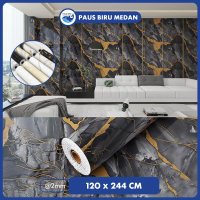 Paus Biru - Wallpaper Dinding Motif Vinyl Marble 120 x 244 cm Foam Roll Sticker Kamar Dekorasi PET