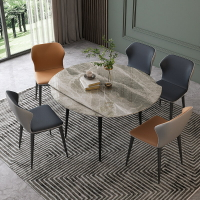 餐桌 巖板伸縮餐桌椅組合北歐家用方桌可變圓桌小戶型方圓兩用圓形飯桌