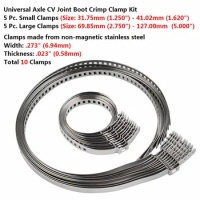 10Pcs Universal Stainless Steel Clamp Clips For Driveshaft CV Joints Boot Kit Axle CV Joint Boot Crimp Clamp Kit