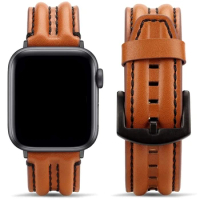 Bands For Apple Watch 7 45mm 41mm Band Luxury Genuine Leather Strap 44mm 40mm for iWatch Series 6 SE 5 4 3 42mm 38mm Wristband