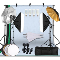 SH 20W 5500K Umbrellas Softbox Continuous Lighting Kit with Backdrop Support System for Photo Studio Product Shoot Photography