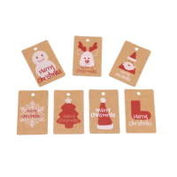 50Pcs/Lot 3.5x5.5cm Brown Paper Label Tag Christmas Decoration Tags Hanging Gift Wrapping Cards DIY Crafts Xmas Party Supplies