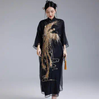 2024 Chinese vintage traditional cheongsam dress qipao elegant party dress oriental retro improvement Vietnam ao dai dress a42
