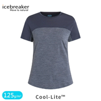 【Icebreaker 女 Sphere III Cool-Lite短袖色塊拼接125《鐵灰/藍灰》】0A56XY/排汗衣/短T